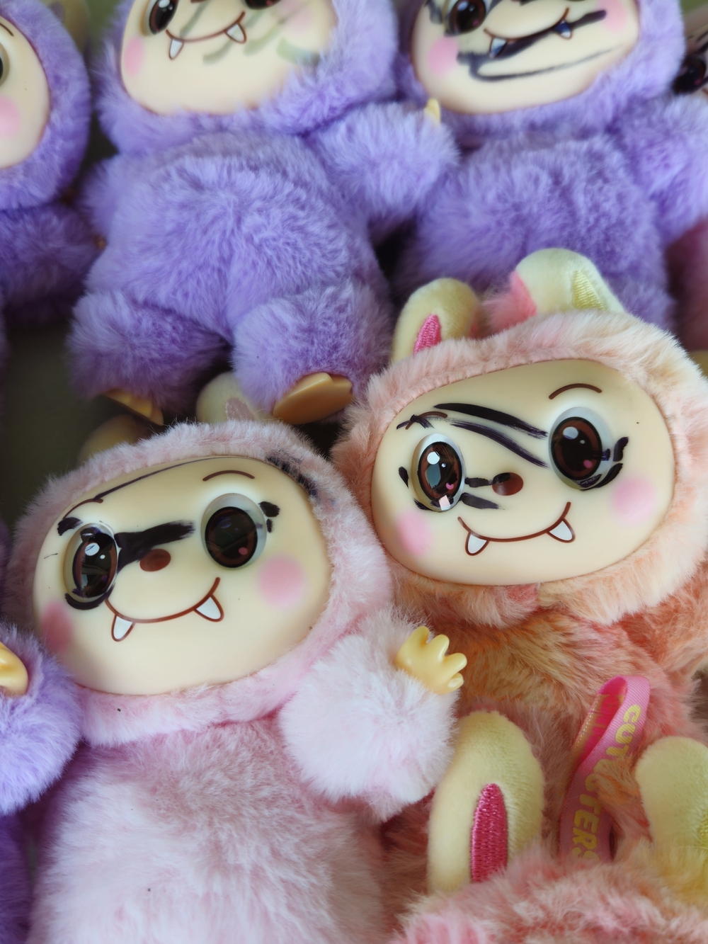 "Lot of 11 Defaced Labubu Plush Pendants - For Customizing / Upcycling"